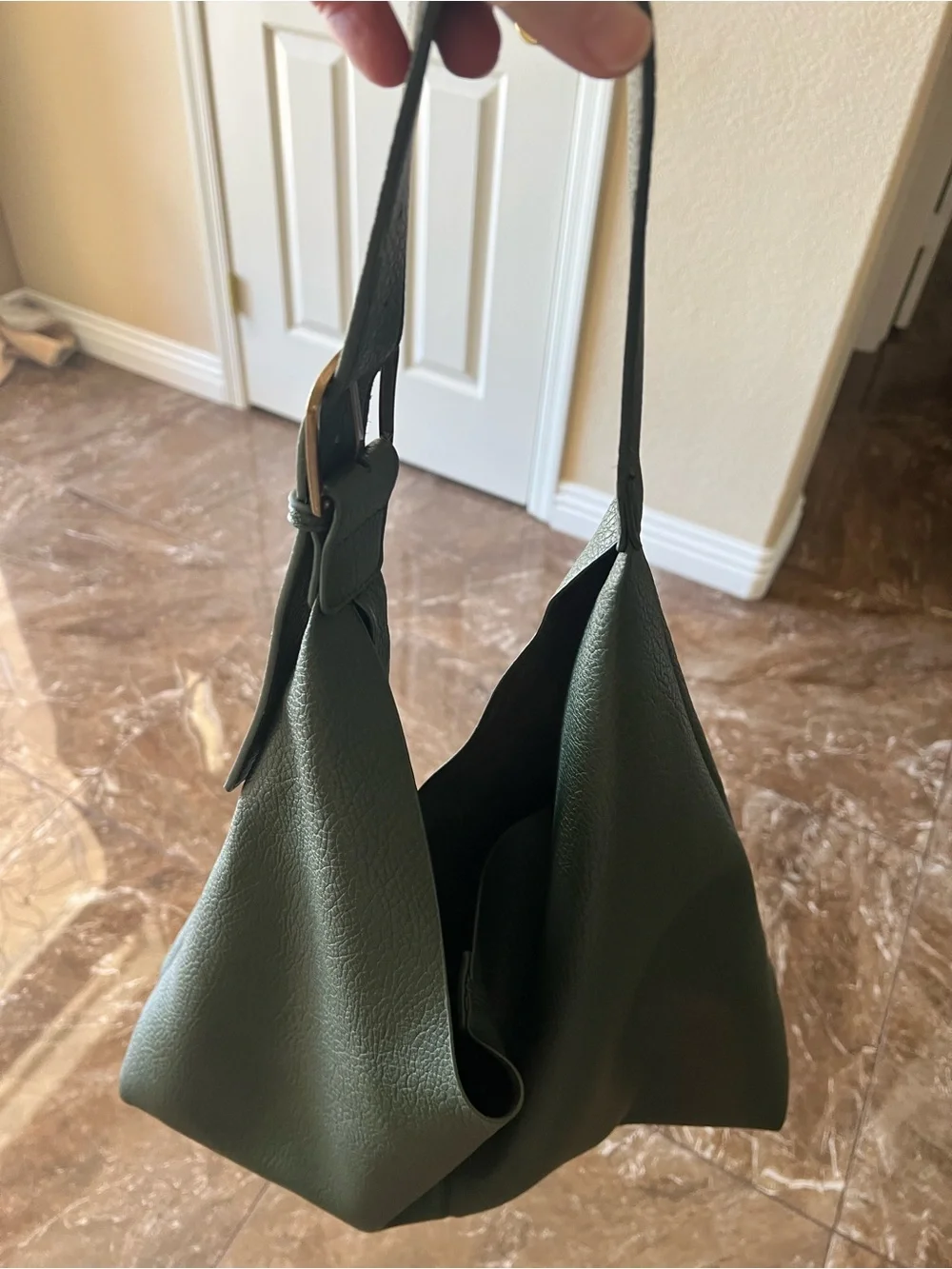 Dark Green GAP Hobo Bag with magnetic closure and attached wallet